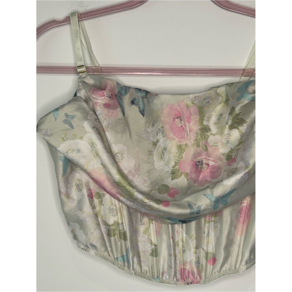 NWT Victoria’s Secret Very Sexy Satin Draped Corset Top Floral Butterfly L - Picture 3 of 7